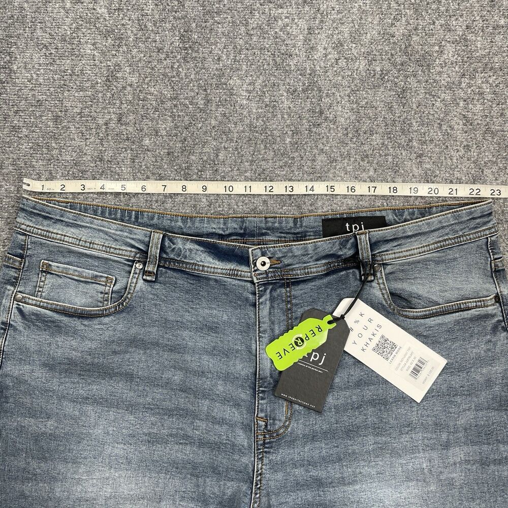 TPJ The Perfect Jeans Mens 42x30 Thick Sky Light Blue Straight Leg Stretch NWT - Picture 11 of 15